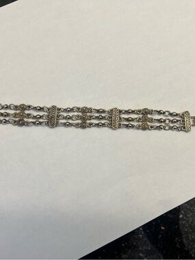Vintage-Inspired Triple Strand Silver-Tone Bracelet